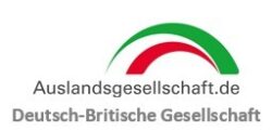 Anglo-British society logo. Red and Green stripes over the text Auslandsgesellschaft.de Deutsch-Britische Gesellschaft