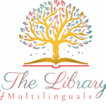 Library 4 Multilinguals logo. Multicoloured Tree
